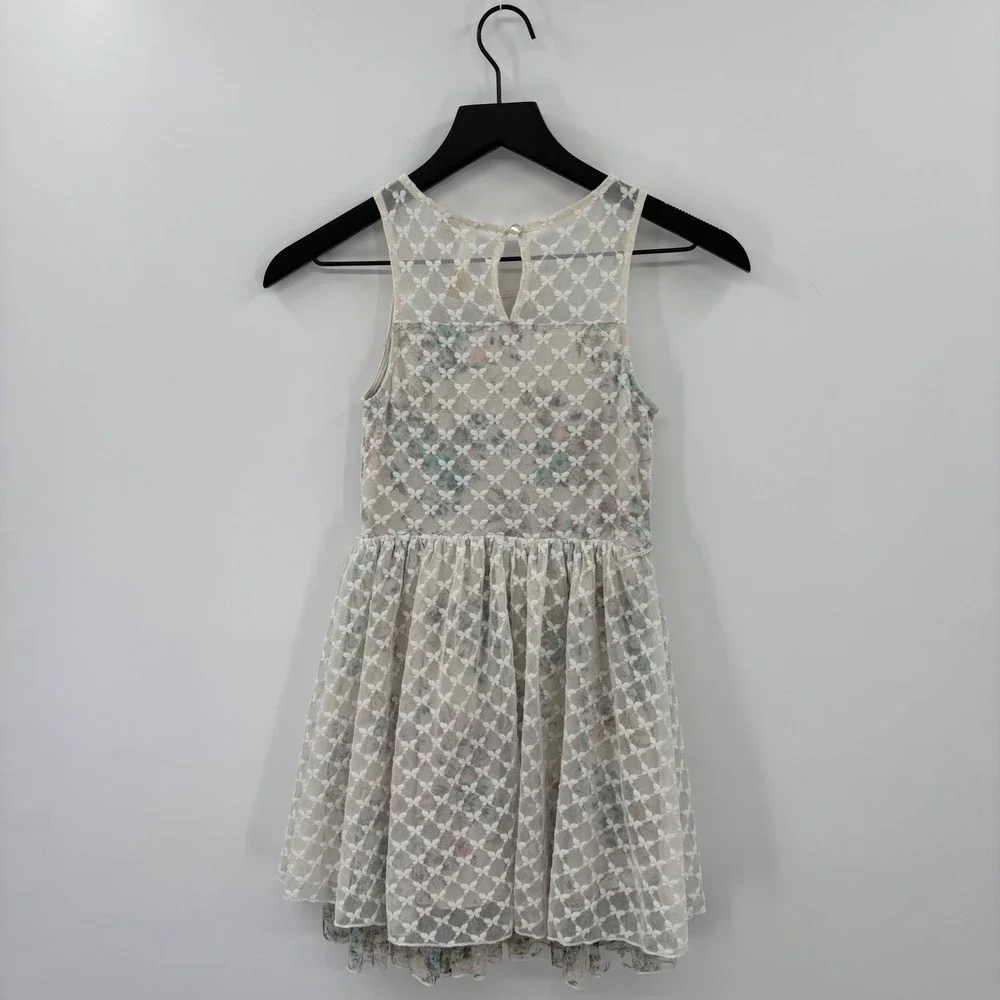 Disney Cinderella Dress Kids 7/8 White Butterfly Mesh Floral Party Fairycore